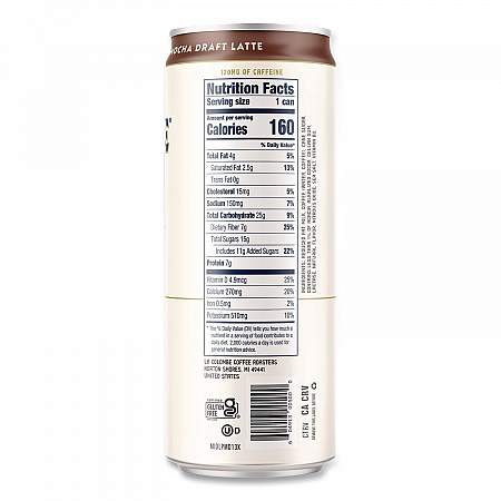 Draft Latte Cold Brew, Mocha Latte, 11 oz Can, 12/Carton (LCT00500)