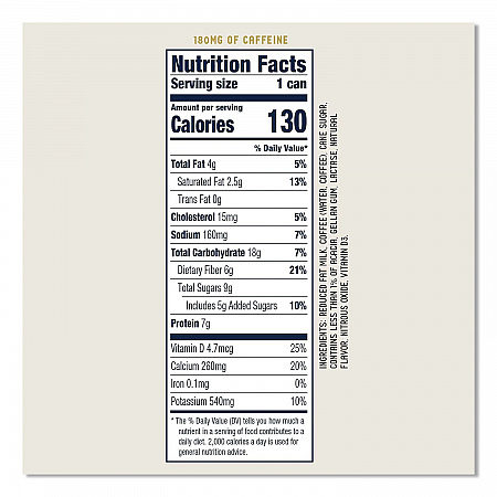Draft Latte Cold Brew, Triple Shot Espresso Latte, 11 oz Can, 12/Carton (LCT00501)