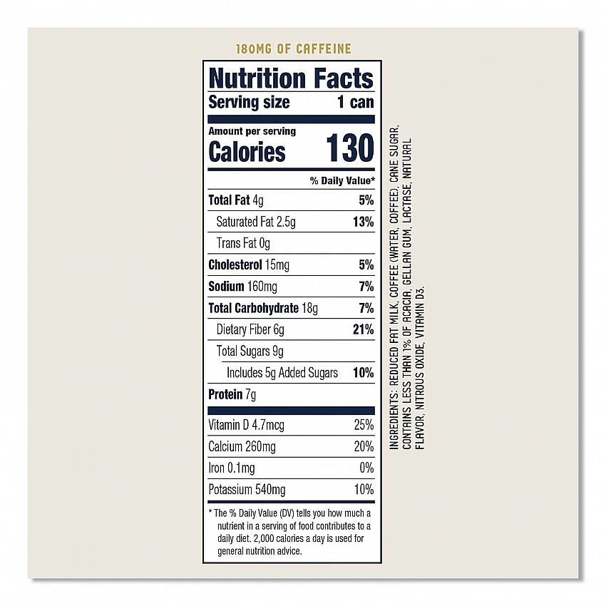 Draft Latte Cold Brew, Triple Shot Espresso Latte, 11 oz Can, 12/Carton (LCT00501)