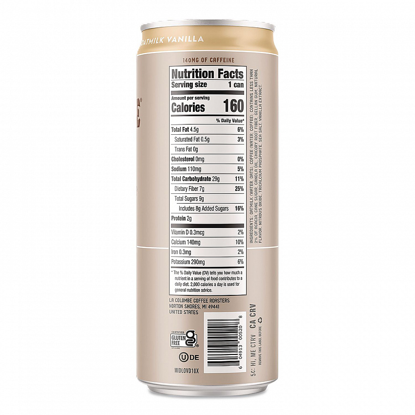 Draft Latte Cold Brew, Vanilla Latte with Oat Milk, 11 oz Can, 12/Carton (LCT00521)