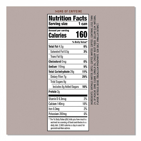 Draft Latte Cold Brew, Vanilla Latte with Oat Milk, 11 oz Can, 12/Carton (LCT00521)