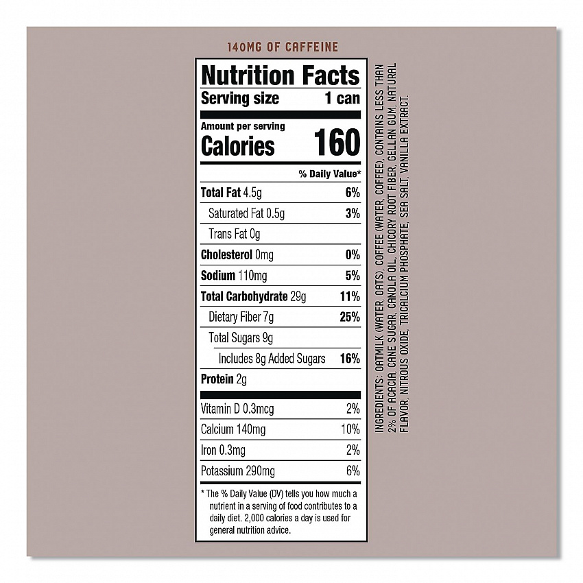 Draft Latte Cold Brew, Vanilla Latte with Oat Milk, 11 oz Can, 12/Carton (LCT00521)