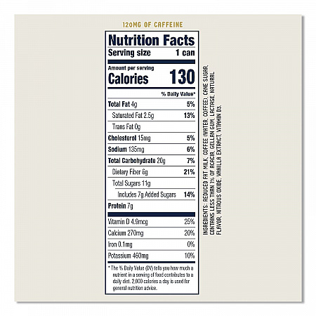 Draft Latte Cold Brew, Vanilla Latte, 11 oz Can, 12/Carton (LCT30502)