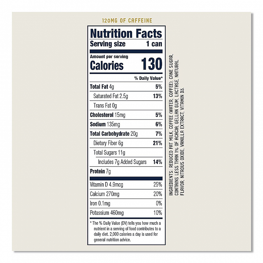 Draft Latte Cold Brew, Vanilla Latte, 11 oz Can, 12/Carton (LCT30502)