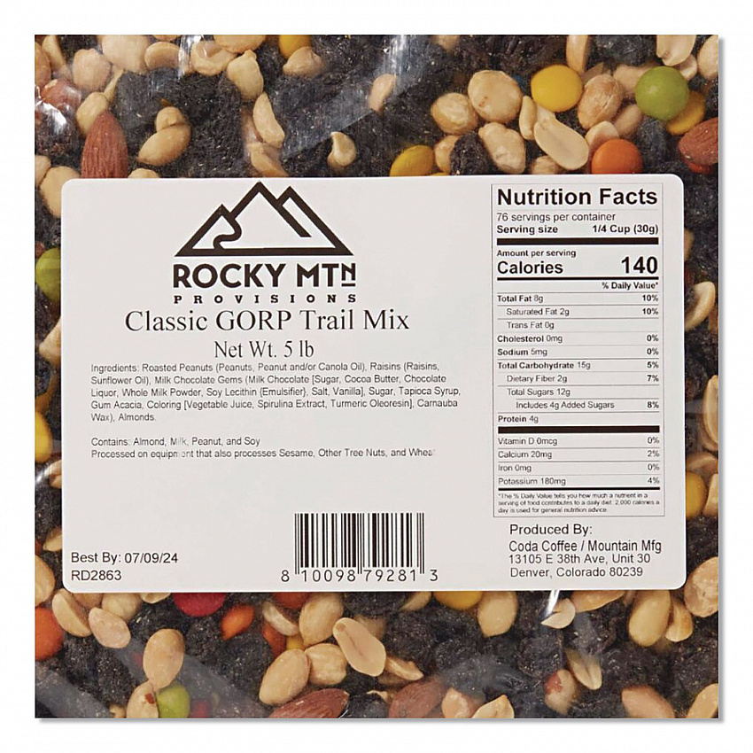 Rocky MTN Provisions Classic GORP Trail Mix, 5 lb Bag, 4/Carton (CDA79281)