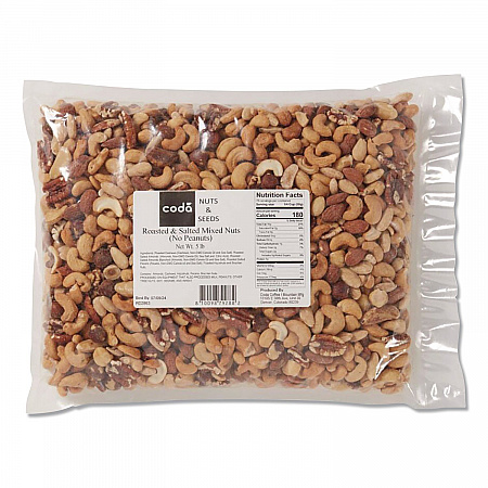 Coda Roasted and Salted Mixed Nuts, 5 lb Bag, 4/Carton (CDA92926)