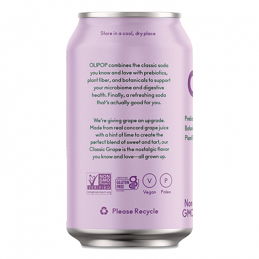 Prebiotic Soda, Classic Grape, 12 oz Can, 12/Carton (ICO70287)