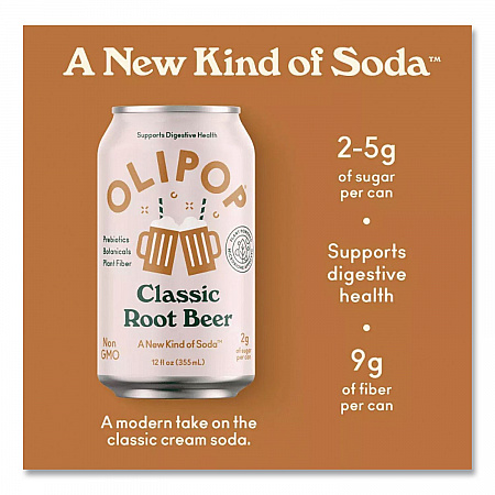 Prebiotic Soda, Root Beer, 12 oz Can, 12/Carton (ICO70288)