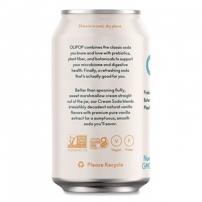 Prebiotic Soda, Cream Soda, 12 oz Can, 12/Carton (ICO70289)