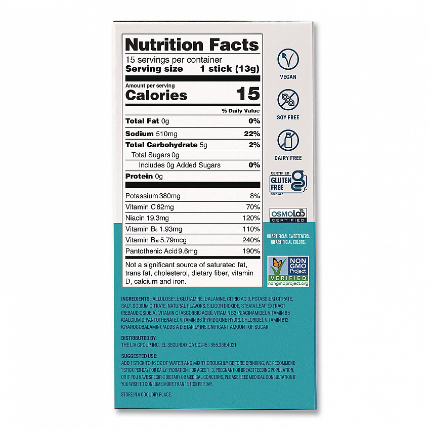 Sugar-Free Hydration Multiplier, 0.45 oz Stick, Sugar-Free White Peach, 15/Pack (EHC28674)