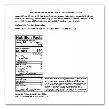 Small Batch Wonders Snack-Size Sea Salt Caramel Pecan Cluster, 48 Pieces, 24 oz Box (MRY27160)