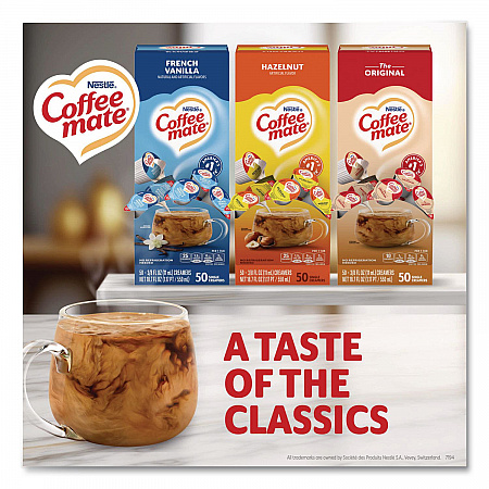 Liquid Coffee Creamer, Assorted Flavors, 0.38 oz Mini Cups, 150/Carton (46193CT)