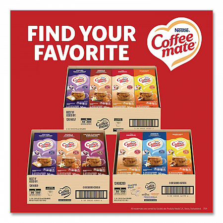 Liquid Coffee Creamer, Assorted Flavors, 0.38 oz Mini Cups, 150/Carton (46193CT)