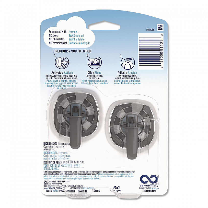 CAR Air Freshener, Linen and Sky, 2 mL, 2/Pack (811131)