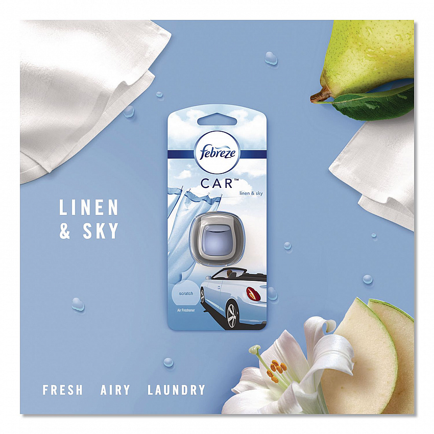 CAR Air Freshener, Linen and Sky, 2 mL, 2/Pack (811131)