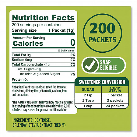 Stevia Sweetener Packet, 0.04 oz, 200/Box (HFP00612)
