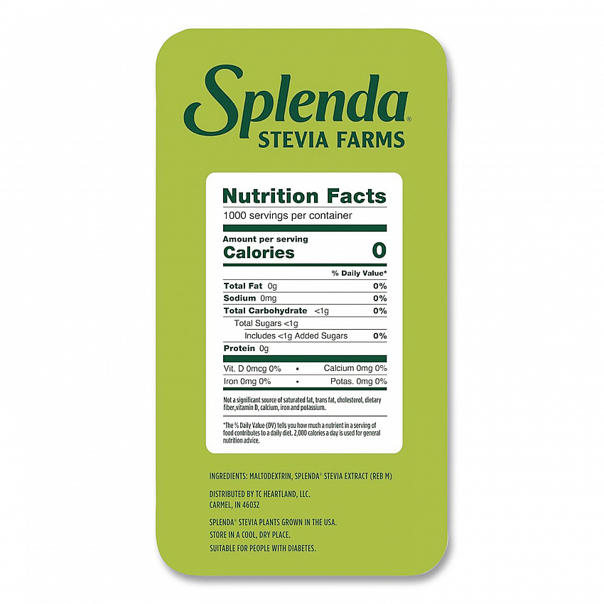 Stevia Sweetener Pack, 0.04 oz, 1,000/Carton (HFP00615)