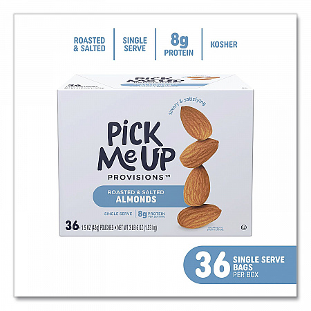 Roasted and Salted Almonds, 1.5 oz Pouch, 36/Box (PM62980)