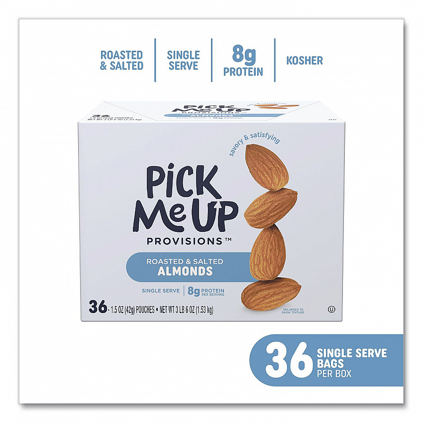Roasted and Salted Almonds, 1.5 oz Pouch, 36/Box (PM62980)
