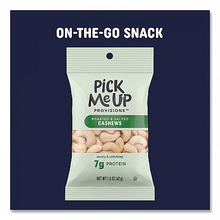 Roasted and Salted Cashews, 1.5 oz Pouch, 36/Box (PM62981)