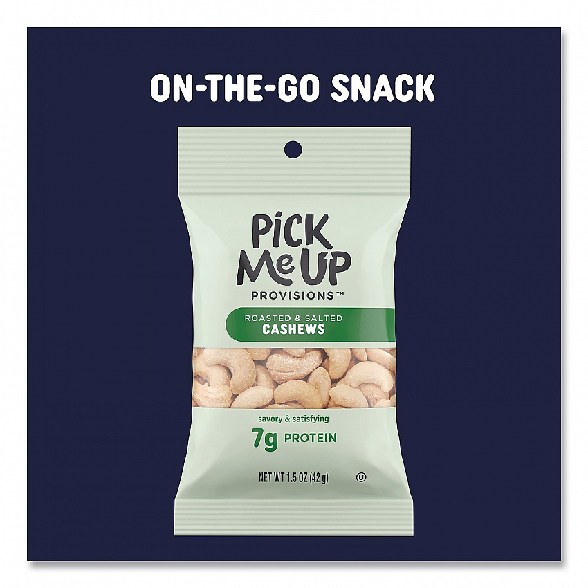 Roasted and Salted Cashews, 1.5 oz Pouch, 36/Box (PM62981)