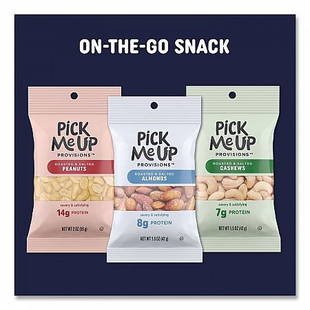 Roasted/Salted Nut Variety Pack, (16) 1.5 oz Pouches of Almonds, (16) 1.5 oz Pouches of Cashews, (16) 2 oz Pouches of Peanuts (PM62985)