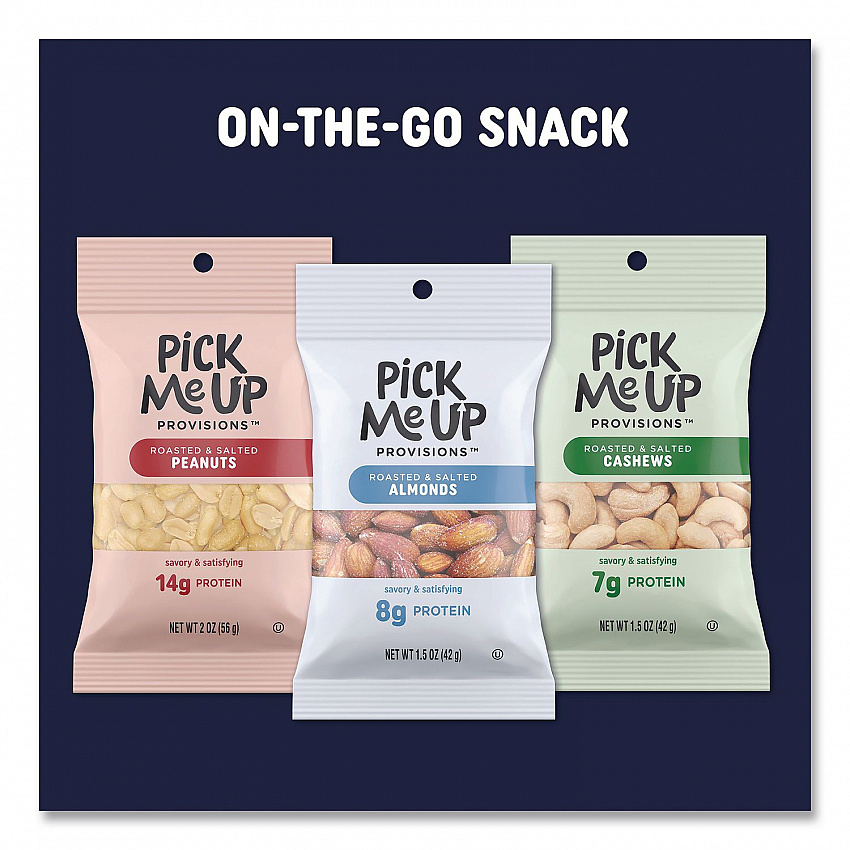 Roasted/Salted Nut Variety Pack, (16) 1.5 oz Pouches of Almonds, (16) 1.5 oz Pouches of Cashews, (16) 2 oz Pouches of Peanuts (PM62985)