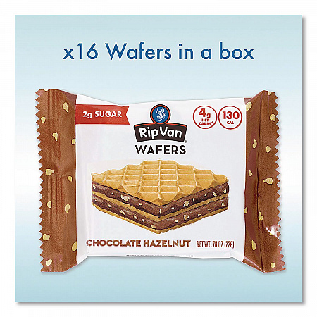 Wafers, Chocolate Hazelnut, 0.78 oz Packet, 16/Box (RVW70519)
