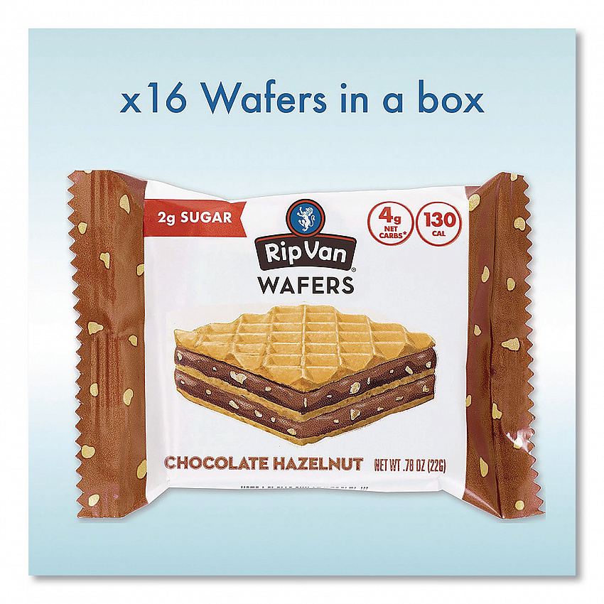 Wafers, Chocolate Hazelnut, 0.78 oz Packet, 16/Box (RVW70519)