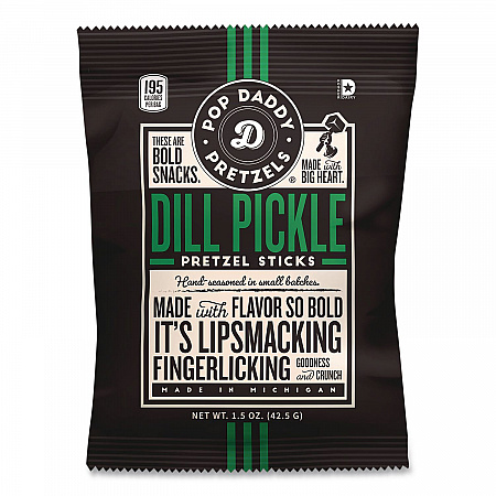 Pretzel Sticks Variety Pack, 12 Each: Cinnamon Sugar; Dill Pickle; Garlic Parmesan; Yellow Mustard, 1.5 oz Bag, 48/Carton (OPD38153)