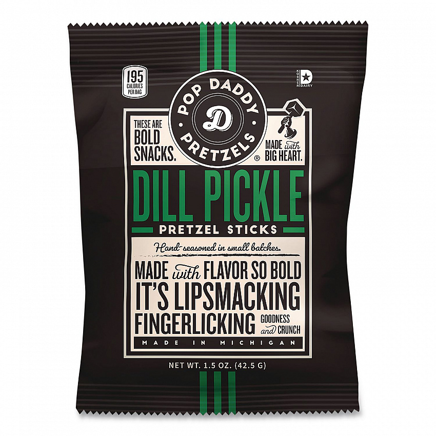 Pretzel Sticks Variety Pack, 12 Each: Cinnamon Sugar; Dill Pickle; Garlic Parmesan; Yellow Mustard, 1.5 oz Bag, 48/Carton (OPD38153)