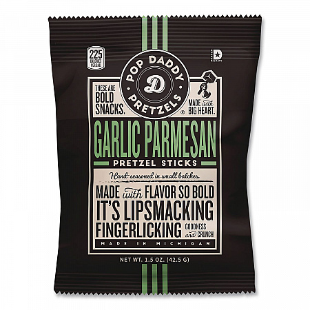 Pretzel Sticks Variety Pack, 12 Each: Cinnamon Sugar; Dill Pickle; Garlic Parmesan; Yellow Mustard, 1.5 oz Bag, 48/Carton (OPD38153)