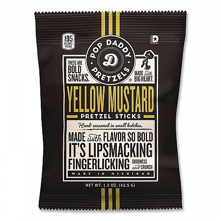 Pretzel Sticks Variety Pack, 12 Each: Cinnamon Sugar; Dill Pickle; Garlic Parmesan; Yellow Mustard, 1.5 oz Bag, 48/Carton (OPD38153)