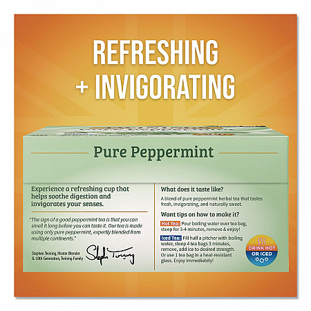 Tea Bags, Pure Peppermint, 0.07 oz Tea Bag, 50/Box (TNA53650)