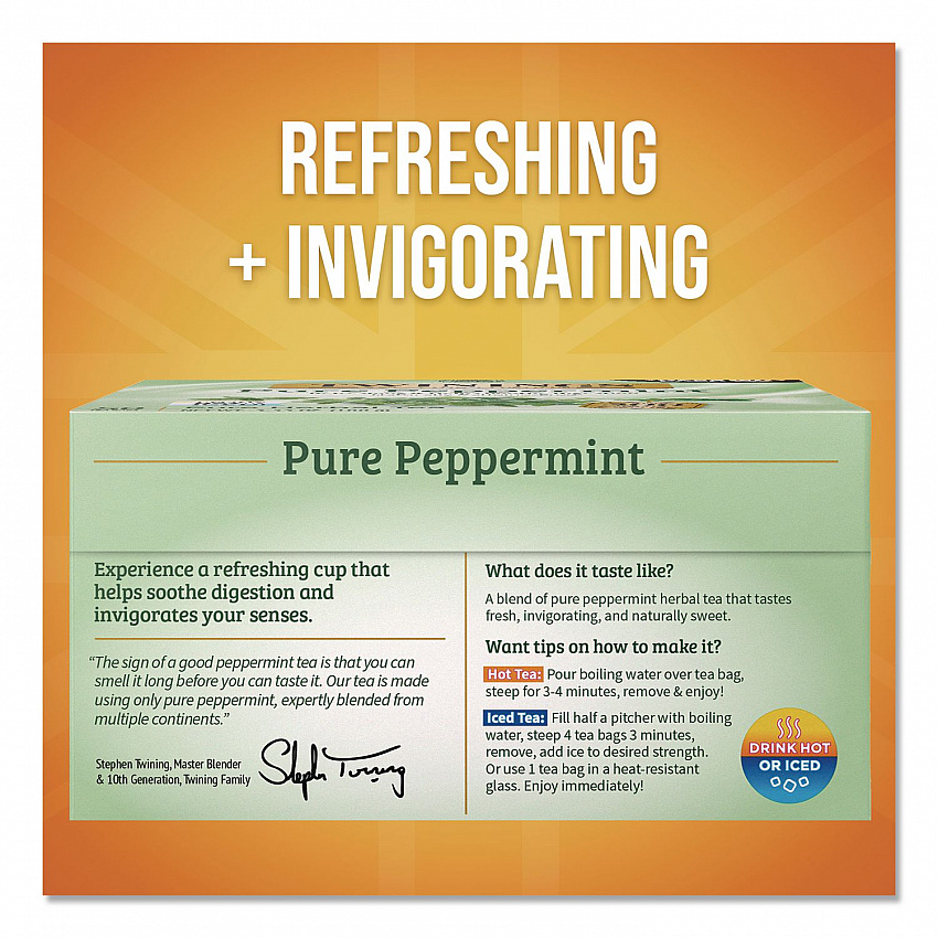 Tea Bags, Pure Peppermint, 0.07 oz Tea Bag, 50/Box (TNA53650)