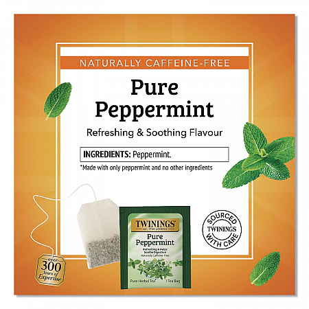 Tea Bags, Pure Peppermint, 0.07 oz Tea Bag, 50/Box (TNA53650)
