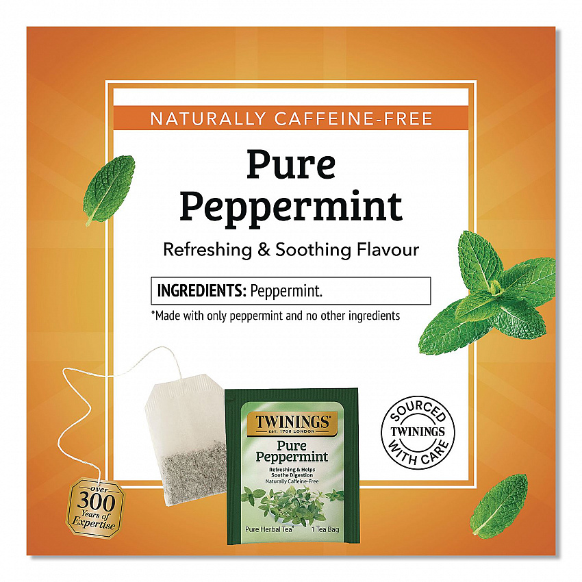 Tea Bags, Pure Peppermint, 0.07 oz Tea Bag, 50/Box (TNA53650)