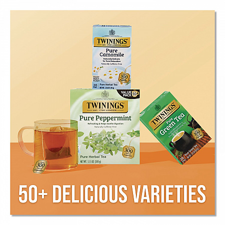 Tea Bags, Pure Peppermint, 0.07 oz Tea Bag, 50/Box (TNA53650)