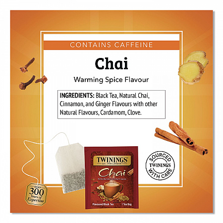 Tea Bags, Chai Black Tea, 0.07 oz Tea Bag, 50/Box (TNA55503)
