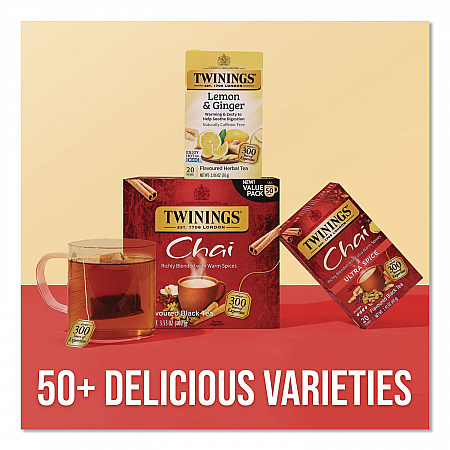 Tea Bags, Chai Black Tea, 0.07 oz Tea Bag, 50/Box (TNA55503)