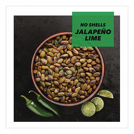 Wonderful No Shells Pistachios, Jalapeno Lime, 2.25 oz Pouch, 8/Box (PAR70154)