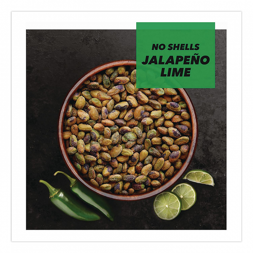 Wonderful No Shells Pistachios, Jalapeno Lime, 2.25 oz Pouch, 8/Box (PAR70154)