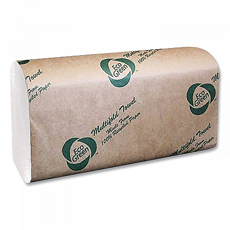 Multi-Fold Recycled Paper Towels, 1-Ply, 9.25 x 9.5, Natural White, 250/Pack, 16 Packs/Carton (EN416)