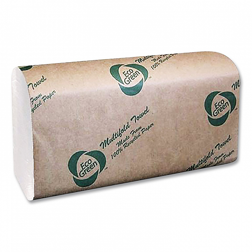 Multi-Fold Recycled Paper Towels, 1-Ply, 9.25 x 9.5, Natural White, 250/Pack, 16 Packs/Carton (EN416)