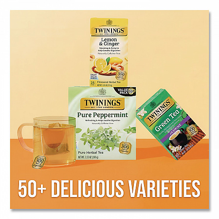 Tea Bags, Lemon and Ginger, 1.32 oz Tea Bag, 25 Tea Bags/Box (85145)