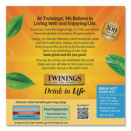 Tea K-Cups, Lemon Ginger, 0.11 oz K-Cups, 24/Box (89556)