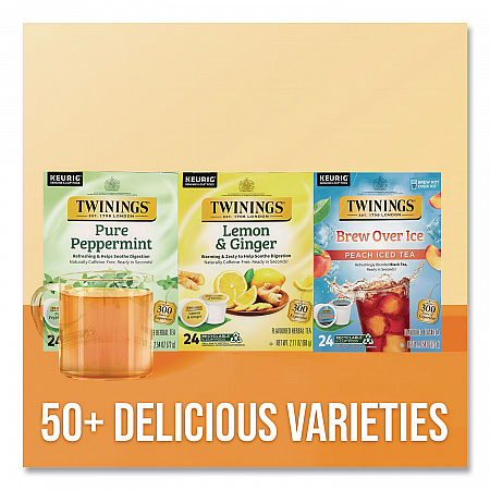 Tea K-Cups, Lemon Ginger, 0.11 oz K-Cups, 24/Box (89556)