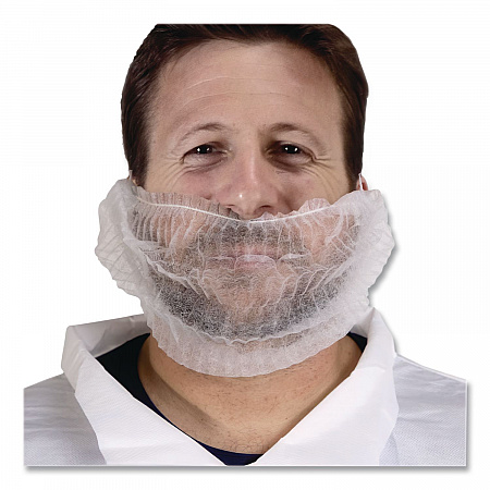 BRD Series Polypropylene Beard Nets, One Size Fits Most, White, 100/Pack, 10 Packs/Carton (BRD1000)