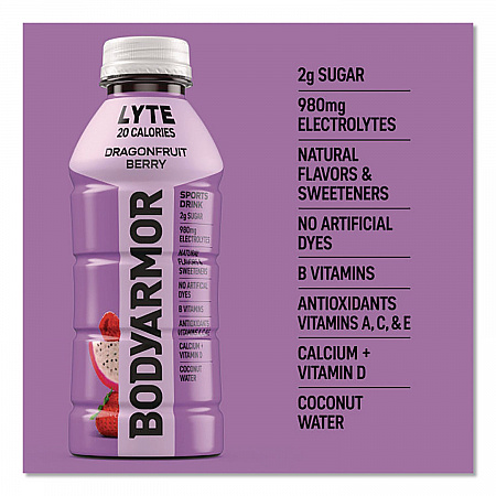 LYTE Sports Drink, Dragonfruit Berry, 16 oz Bottle, 12/Pack (411891)