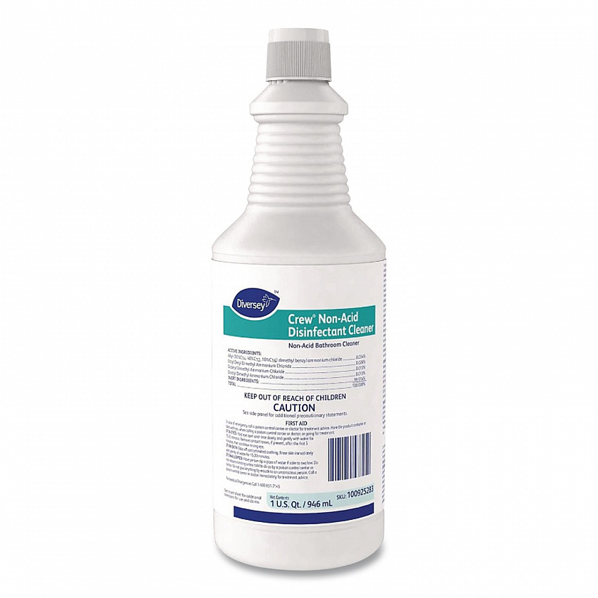 Crew Restroom Floor and Surface Non-Acid Disinfectant Cleaner Empty Spray Bottle, 32 oz, Clear (D03905)